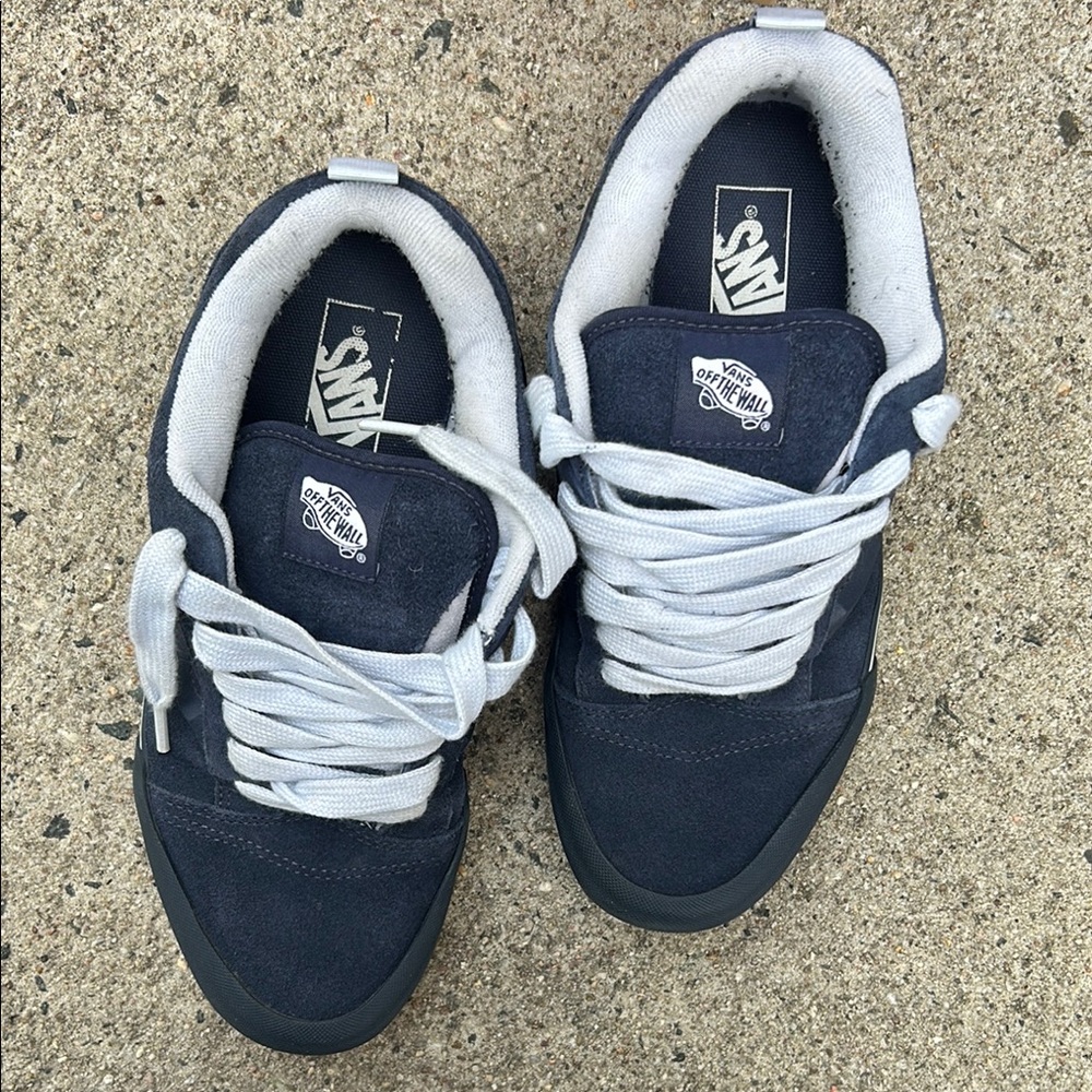 Vans Knu Skool Blue and White Classic Skate Sneakers - Picture 5 of 5